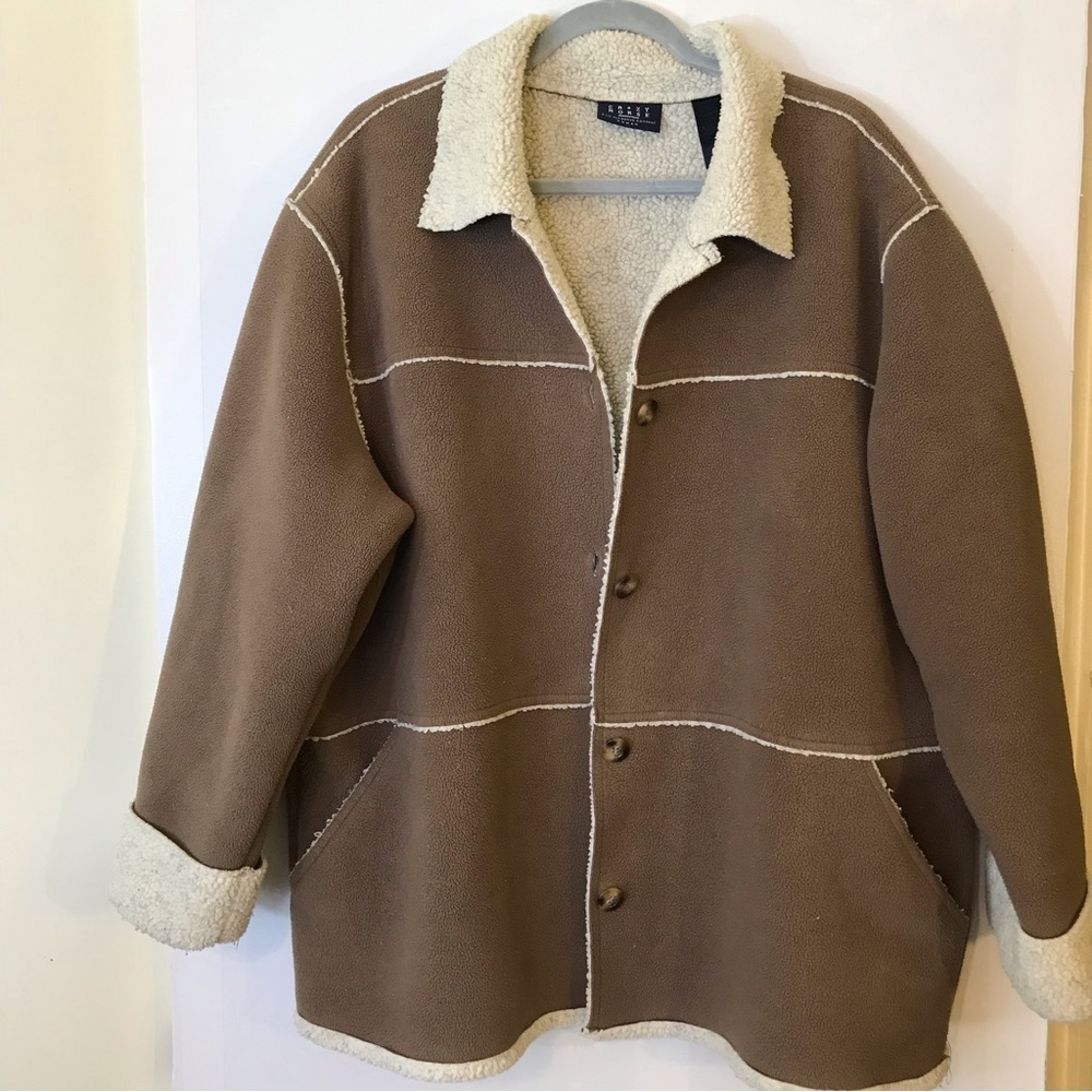 Crazy Horse Liz Claiborne Vintage Brown Sherpa Teddy Coat Jacket